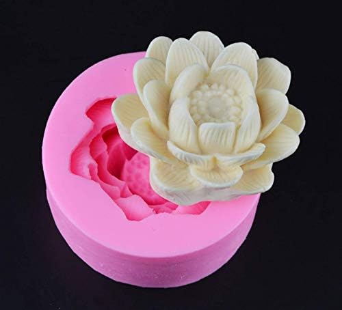 Цвете Лотос 3D Свещ Мухъл Силиконова Форма За празни приказки на Тортата Форма на Глинена Форма на Сол Резба Мухъл e926