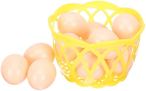 Didiseaon 1 Набор от Пластмасови Фалшиви яйца Реалистично Кокоши Яйца Великденски Яйца Изкуствено Кокоше яйце с Кошница Пластмасова Детска