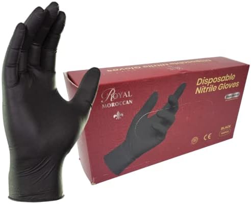КРАЛСКИТЕ МАРОКАНСКИ Черен Нитриловые ръкавици за Еднократна употреба без латекс и прах, 3 Mils, Малки / Средни / Големи / Много голяма,