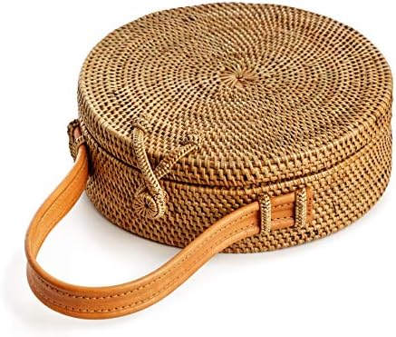 Дамски чанти от ратан - оплетена в чантата си ръчно изработени, кръгла чанта в стил бохо, Бали