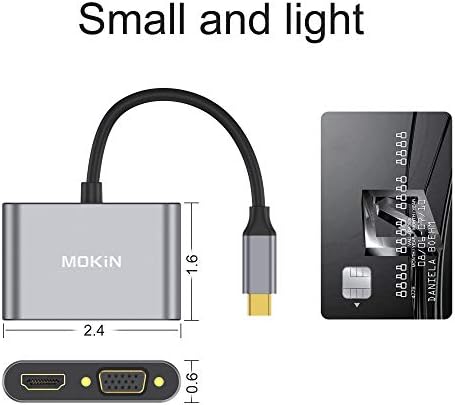 USB Адаптер C за HDMI, VGA, Хъб Type C Thunderbolt 3 към адаптер Dual VGA, HDMI, Съвместим е с MacBook, MacBook Pro/ air, Dell XPS 13/15,