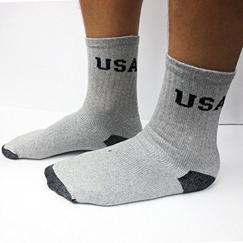 4 Чифта мъжки спортни чорапи за екипажа с подплата, USA Сив Спортен Памук Премиум-клас 10-13