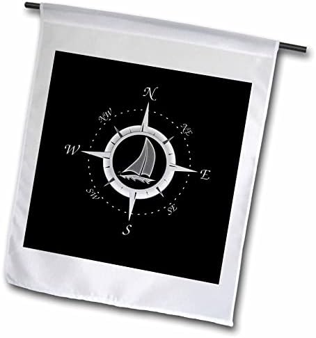 Триизмерен Черно-бял морски компас за плуване. - Знамена (fl_352007_2)