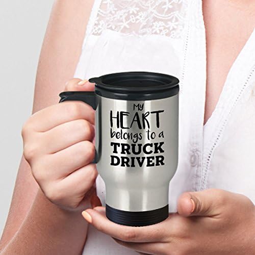 Смешни чаши С Изолация - Моето сърце Принадлежи на Водача на Камиона - Подаръци за съпругите на шофьор на камион