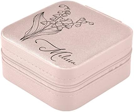 Розово цвете потребителски пътуване бижута PU калъф кожен персонализирани преносим пътуване бижута кутия за бижута организатор малка