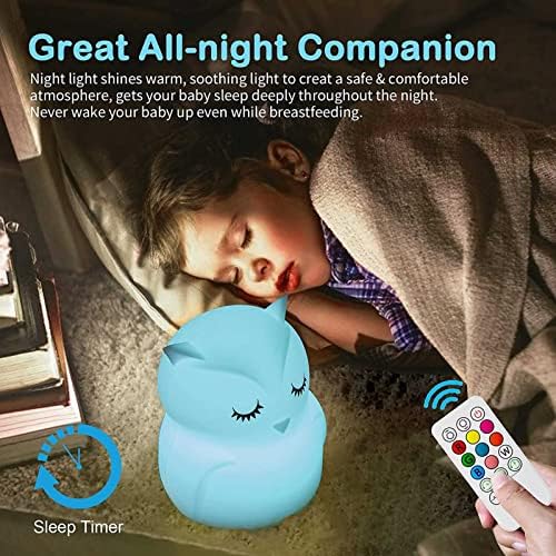Детска нощна светлина с Анимационни Совой Xianfei, Преносим Сензорен датчик, Нощни нощна светлина, което променя 9 Цвята, Акумулаторна