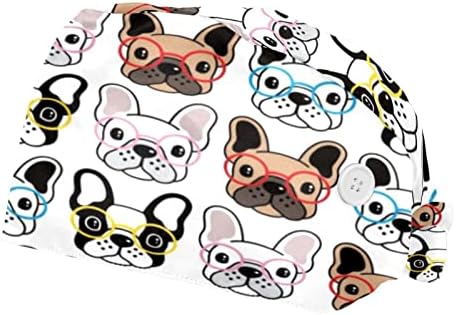2 Опаковки Забавни Красиви Изрази на Лицето Кученце Кучето Работна Шапка с Копчета Тренировочная Регулируема Лента Вратовръзка Отзад