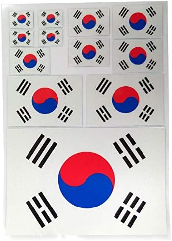 Перла материал с проблясващи блясък, стикер с флага на страната на Южна Корея, стикер с различни размери, 12 броя, кола, Пликове, ученически