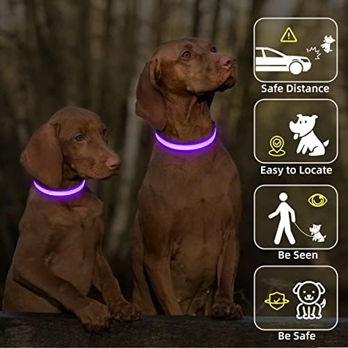 Led яка Blahhey за кучета, Регулируем светлинен нашийник за кучета, Водоустойчив, която се презарежда чрез USB, 5 цвята и 3 размера малки средни и големи кучета, защитен пре?