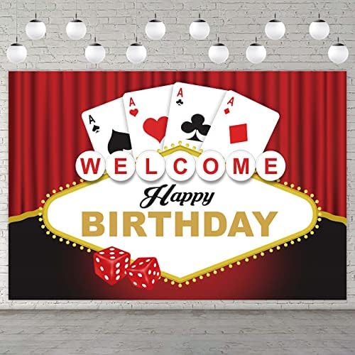 Покер Зарове Добре Дошли честит Рожден Ден Банер на Фона на Тема Казино игри Декор, Украса за Лас Вегас Парти Късмет в Казино, Нощен Карнавал Възрастни Аксесоари за