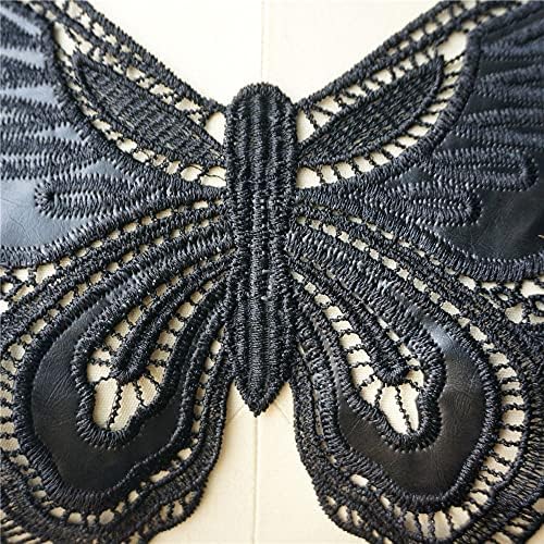 UXZDX Черна Пеперуда Плат Сватбена Рокля Апликация Бродирана Яка Шият Ленти за Рокли направи си САМ Украса
