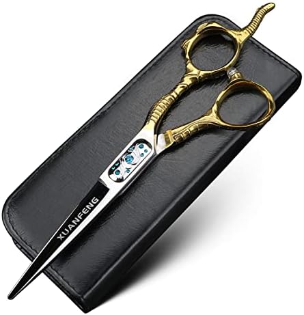 6-инчови Фризьорски Ножици XUANFENG със Златен козя кожа Дръжка От Стомана 440C За Подстригване на Коса Фризьорски Ножици за Подстригване