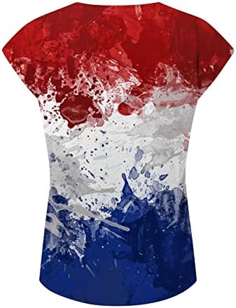Женска тениска с Флага на САЩ Patriots, V-образно деколте, Потник Свободно, Намаляване, Ежедневни Блузи с Къс Ръкав, Графити, Американски