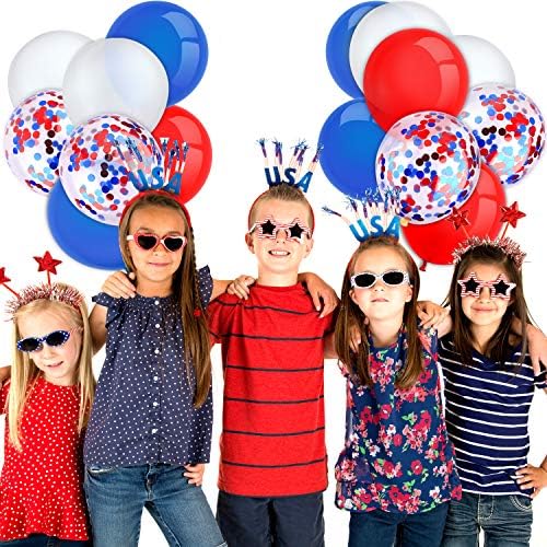 80 Парчета на 12-Инчов латексови балони с Конфети, аксесоари за партита, Ден на Независимостта, 4 юли, Сватба, Рожден Ден, Детски душ,