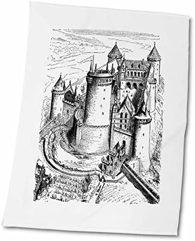 3D Принт с черно-бели эскизом на Древен замък - Кърпи (twl-212631-1)