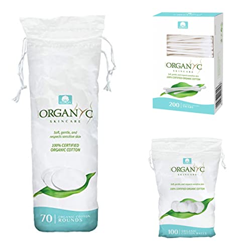 Пакети от органичен памук Organyc (1 опаковка) със сертифицирани органични памук пръчки Organyc (1 опаковка) и топки от органичен памук Organyc (1 опаковка), за чувствителна кожа