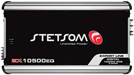 Авто аудиоусилитель Stetsom EX 10500 с еквалайзер 1 Ом, квадратична стойност 10500,1 10,5 До Вата, Стабилно качество на звука 1 Ом, пълна