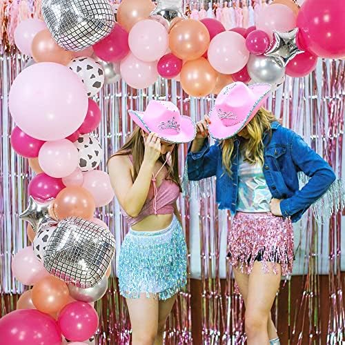 Комплект балони за моминско парти в стил Пастушки, 111 бр. Декорация за моминско парти в стил Уестърн Диско с 22 Инчови 4D диско-топки,