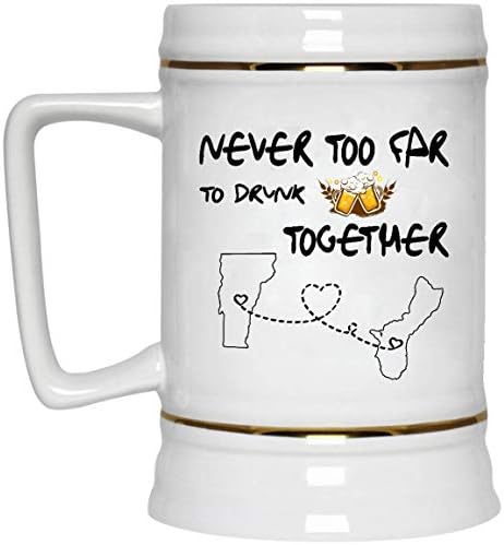 Идеи за подарък за Една Чаша на Ден на Бащата, Върмонт, Гуам, Никога Не Е Твърде Далеч, за Да Пият Бира И Вино Заедно - Чаша За Връзка На разстояние, по-Забавна Бяла Кер?