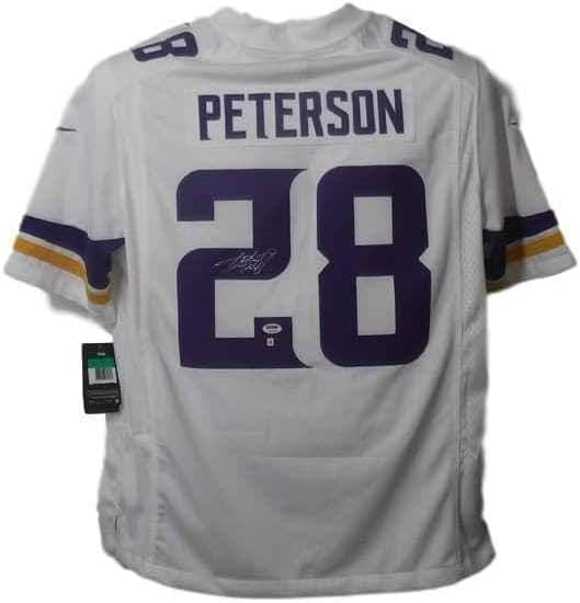 Адриан Питърсън Подписа Договор с Minnesota Vikings Найки White Limited XL Jersey PSA 15170 - Тениски NFL с автограф
