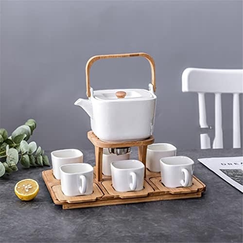 LKYBOA Бял Квадратен керамичен сервиз на кафе, Чай, Керамична саксия, Чаена чаша, Чаена чаша, европейският кафе услуга (Цвят: бял, размер: