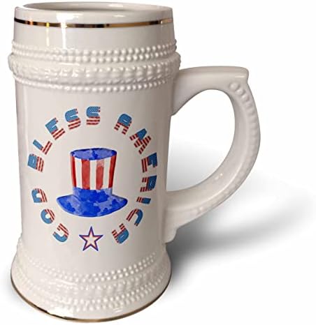Елегантен патриотичен подарък за Деня на независимостта на Америка от 3dRose Бог да благослови. - чаша за стейна на 22 унция (stn-363959-1)