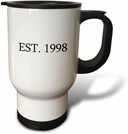 3dRose Est 1998 Създадена през 1998 г. Личен Година на раждане Персонализирани Годината на раждането Си, С Черен надпис Пътна чаша, 14