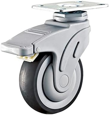 Универсален пластмасов колело на количка NESHO Mute, нескользящее, износостойкое, 1 бр. (Цвят: Плосък, със спирачка, размер: 3 инча)