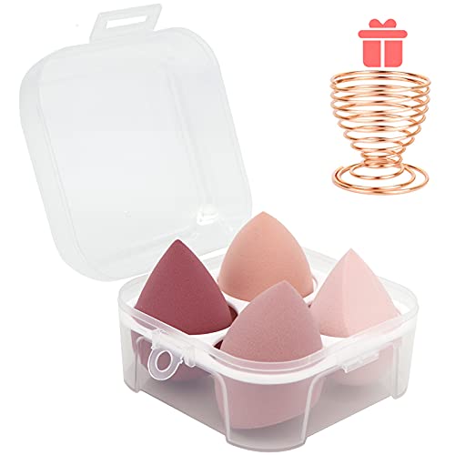 Набор от гъби за грим от 5 бр. - 4 смесител за блендирования козметични гъби с 1 държач и футляром за яйца са идеални за сметана, на