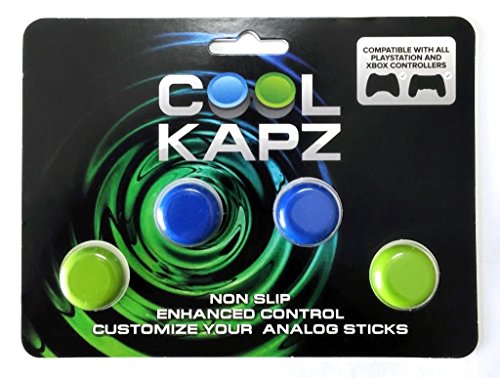 Нескользящий Джойстик игрален контролер CoolKapz и покриване на D-Pad, синьо и зелено (опаковка от 5 броя)