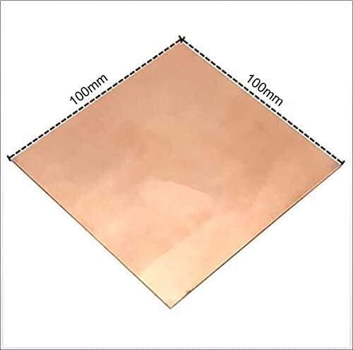 YIWANGO Чист Мед метален лист Фолио табела Вырезанная Медни Метална плоча Чист меден лист (Размер: 100 mm x 100 mm x 3 mm)