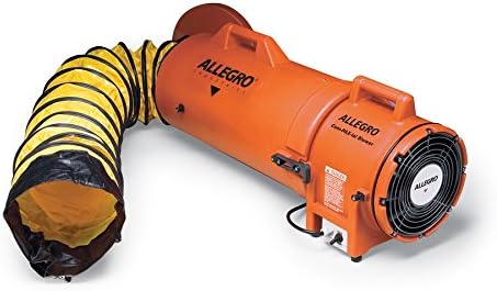 Пластмасов компактен вентилатор Allegro 8 постоянен ток с баллоном и Гъвкав воздуховодом 25'
