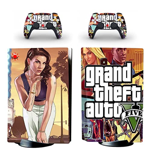 За PS4 PRO - Играта Grand GTA Theft And Auto Стикер на кожата PS4 или PS5 За конзолата PlayStation 4 или 5 и контролери Vinyl Стикер
