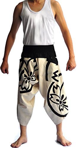 Модерен мъжки панталони Siam в японски стил с Един размер, Напълно Черни