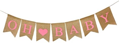 Банер от зебло Shimmer Anna Shine Oh Baby за декорация на детската душа и купоните с разкриването на пода (розов)