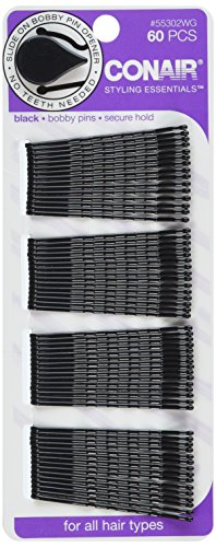 Щипки за коса Conair, черни, 0,3 грама, 60 броя