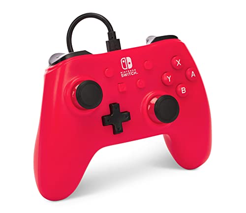 Жичен контролер PowerA за Nintendo Switch - Crimson Red, Геймпад, Гейм контролер, Жичен контролер, Официално лицензиран