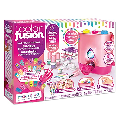 Make It Real - Color Fusion Nail Polish Maker Делукс Match Light Edition - Създайте свой собствен набор от цветни лакове за нокти - Детски маникюр, определени за момичета и юноши с нетоксичен лак