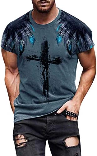 Мъжки Нови Ризи С 3D Принтом на Исус на Кръста на Вярата, Тениска с Къс ръкав, Реколта Графични Тениски, Улични Модерен Ризи