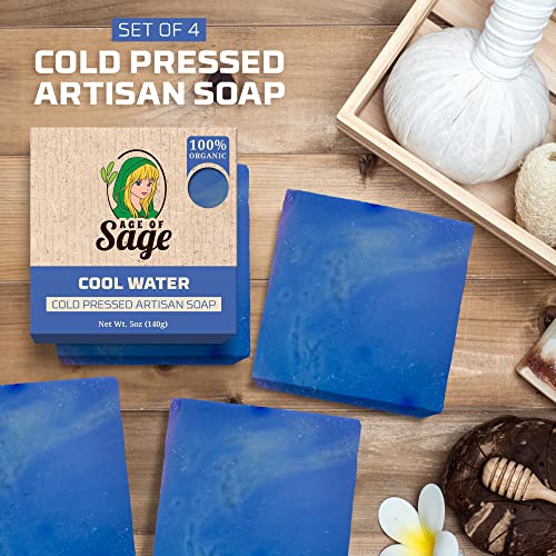 Подаръчен комплект от естествен сапун Age of Sage за мъже - Веганское ръчно изработени Сапун за вана студено пресовано с Етерично масло,