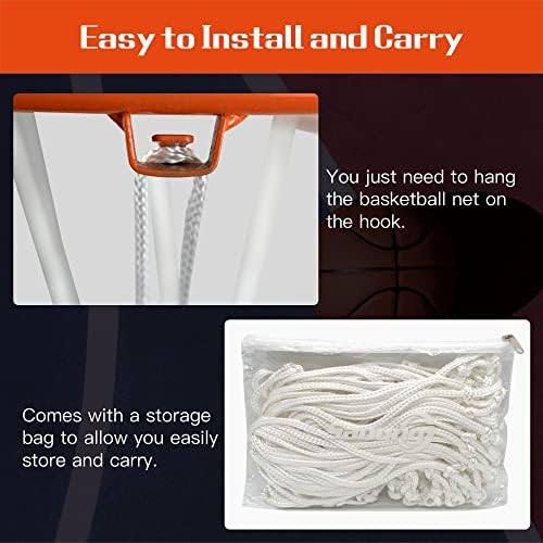 Баскетболна мрежа Sanung 2 в опаковка, Защитена от атмосферни влияния Подмяна на баскетболна мрежа стандартен размер, Бяла баскетболна