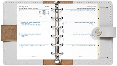 Filofax Оригинален органайзер, Джобен формат, От естествена кожа, Шест позвънявания, Календар-дневник с график по седмици, Многоезичен,