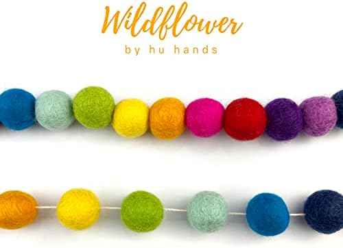 Венец за диви цветя от Hu Hands Rainbow Party - Помпоны от вълна, филц, ръчно изработени - (50) Топки от филц от новозеландской