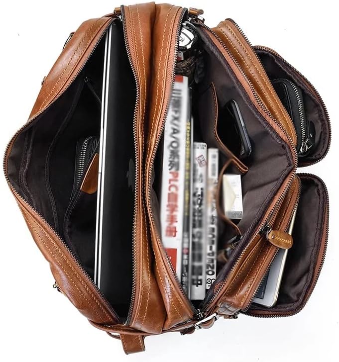 Дебел Мъжки Бизнес куфарче От Мека кожа, Мъжки чанти за лаптоп, Многофункционална чанта-месинджър с едно рамо, Мъжки чанти (Цвят: A,