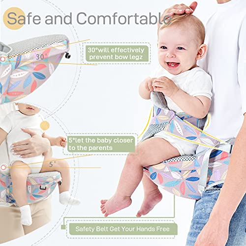 SERAPHY Детско Набедренное седалка-Переноска за бебета и малки деца, Регулируемо Безопасно Переноска на колана за деца 0-36 месеца за