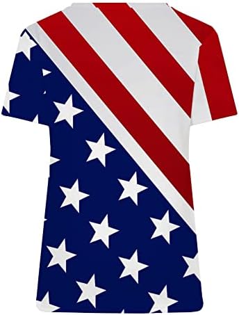 Ризи 4 юли за Жени, Летни Ежедневни Тениски с Принтом на Деня на Независимостта, V-Образно деколте, Свободни и Удобни Блузи с Къс Ръкав