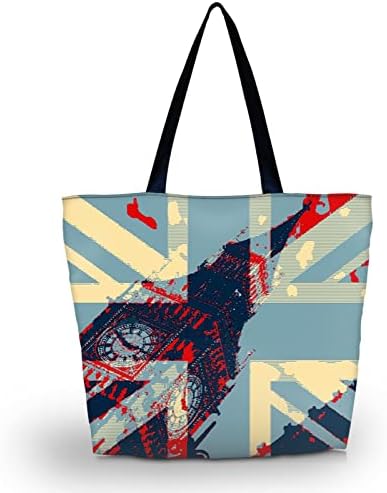 HAPLIVES Голяма Еко-Множество Дългогодишна Пазарска Чанта С дръжка-Кейсом, Пътна чанта-Мъкна (Британски флаг)