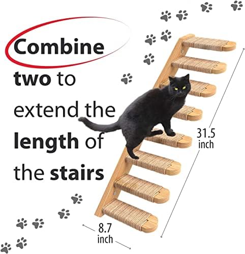 Котешки стъпки Skywin - 3 опаковки на Дървени стълби от масивна каучуково дърво за котки, които са Отлични за царапания и катерушки -