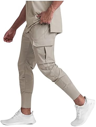 KINGAOGGO Ежедневни Панталони цвят Каки Мъжки Тънки Зреещи С Еластична Талия Туристически Работни Панталони