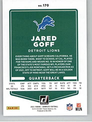 2021 Донрусс 170 Джаред Goffe Футболна карта NFL Детройт Лайонз NM-MT
